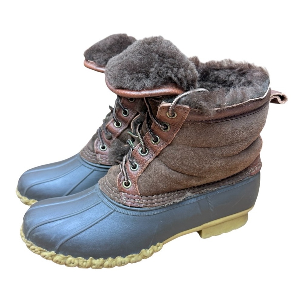 LL Bean Women's size  11 Shearling-Lined Brown Duck Boots